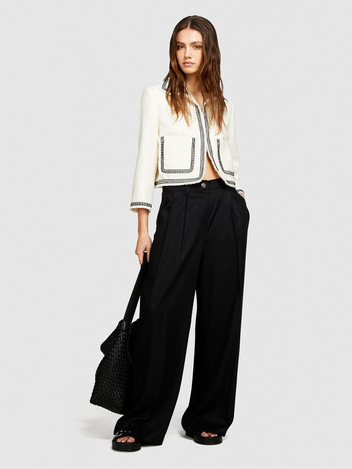 Low-waisted flare trousers - women's flared trousers - Black | Sisley image number 1